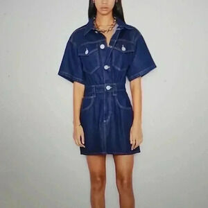 FRAME OVERSIZED DENIM MINI DRESS